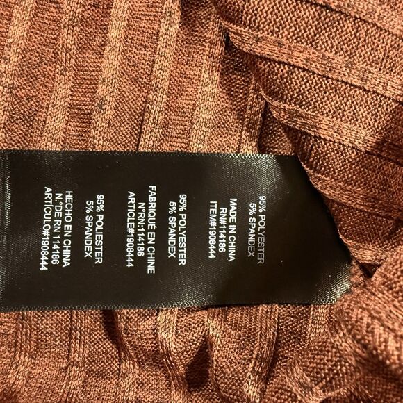 Frye Women's Brown Soft Ribbed Knit Midi Long Sleeve Dress Medium NWT - Picture 6 of 6